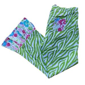 Mud Pie Lime Green Zebra Print Pajama Bottoms